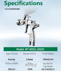 Meite W301 HVLP Gravity Feed Air Spray Gun 2.0mm Nozzle 600cc Cup for Automotive