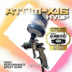 Mini ATOM X16 HVLP Auto Paint Spray Gun Gravity Feed + FREE GunBudd
