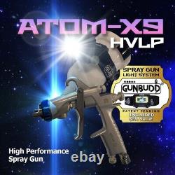 Mini Air Spray Gun ATOMX9 HVLP Auto Paint Air 1.2 1.3 with FREE Gunbudd Light