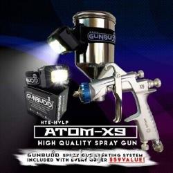 Mini Air Spray Gun ATOMX9 HVLP Auto Paint Air 1.2 1.3 with FREE Gunbudd Light