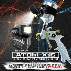 Mini Air Spray Gun HVLP- ATOM X16 with FREE GUNBUDD ULTRA LIGHTING SYSTEM
