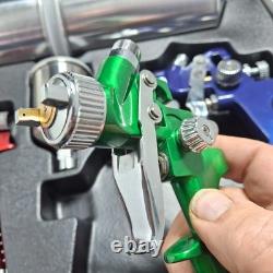 Mountain MTNRP8824. A NOS HVLP 3-Gun Paint Kit with Gravity Cups, Regulator & Case