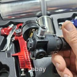 Mountain MTNRP8824. A NOS HVLP 3-Gun Paint Kit with Gravity Cups, Regulator & Case