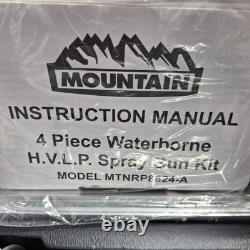 Mountain MTNRP8824. A NOS HVLP 3-Gun Paint Kit with Gravity Cups, Regulator & Case