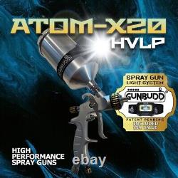 NEW ATOM X20 Professional Spray Gun HVLP Solvent/Waterborne with FREE GUNBUDD