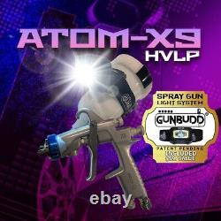 New ATOM Mini X9 Automotive Paint Touchup HVLP Spray Gun With FREE GUNBUDD LIGHT