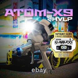 New Atom Mini X9 HVLP Professional Spray Gun Cars Paint WITH FREE GUNBUDD LIGHT