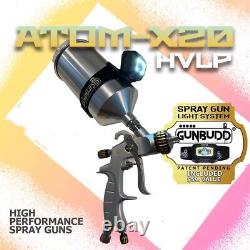 New Atom X20 Gravity feed spray gun HVLP Solvent/Waterborne with FREE GUNBUDD