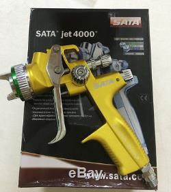 New in box YELLOW 4000 HVLP WITH CUP Paint Spray Gun Gravity 1.3mm 1set YELLOW