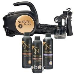 Norvell Sunless Kit M1000 Mobile HVLP Spray Tan Airbrush Machine + 3 FREE 8oz