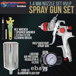 Professional HVLP Spray Gun Kit 1.4mm Gravity Feed Auto Paint Sprayer for Base