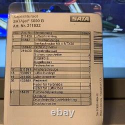 SATA JET 5000B HVLP/RP Repair Kit 211532 everything highlighted in RED