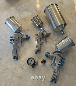 Starting Line Spray Gun Lot 3 Paint Guns/Canisters HVLP READ FAST SHIPPING