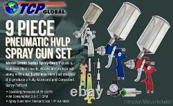 TCP Global Complete Professional 9 Piece HVLP Spray Gun Set