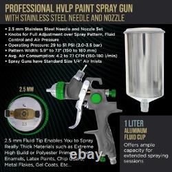 TCP Global Professional HVLP Spray Gun 2.5mm Gravity Feed 2.5mm, Silver