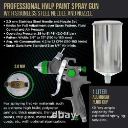T Professional HVLP Spray Gun 2.0mm Gravity Feed Auto Paint Gun Kit for Bas