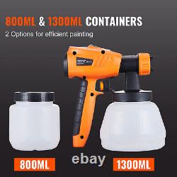 VEVOR Paint Sprayer HVLP Spray Gun 1300ml and 800ml Container 5 Nozzles