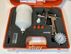 Walcom HVLP Slim 1.7 spray gun with repair kit, case, Gauge & Reg, & Cup NEW
