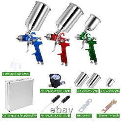 3 Hvlp Air Spray Gun Kit Auto Paint Car Primer Detail Basecoat Clearcoat