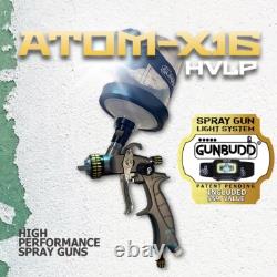 ATOM Mini X16 Pistolet de pulvérisation HVLP - Pistolet à peinture polyvalent AVEC LUMIÈRE GUNBUDD GRATUITE