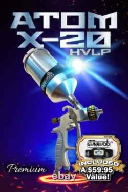ATOM X20 Pistolet à Peinture HVLP pour Automobile Vernis/Basecoat + Éclairage GunBudd GRATUIT