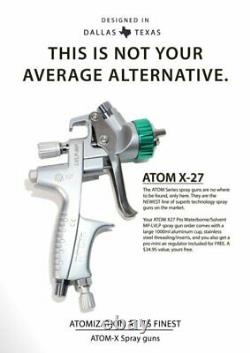 Atom X27 Pistolet De Pulvérisation Professionnelle Hvlp Solvant / Aquatique Avec Gunbudd Gratuit
