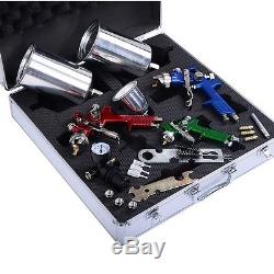 Goplus 3 Hvlp Pistolet À Air Comprimé Kit Auto Peinture Voiture Apprêt Détail Couche De Base Vernis