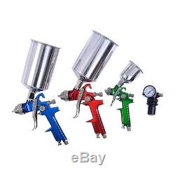 Goplus 3 Hvlp Pistolet À Air Comprimé Kit Auto Peinture Voiture Apprêt Détail Couche De Base Vernis