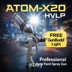 Goupillon de pulvérisation de peinture automobile ATOM X20 HVLP Solvant/Aqueux + Lampe GunBudd GRATUITE