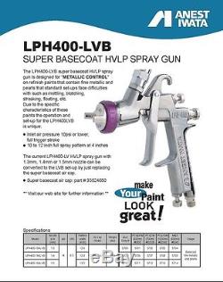 Iwata 5707 Lph400-lvb Basecoat Hvlp Spray Gun 1.4-700ml Peinture Libre Régulateur
