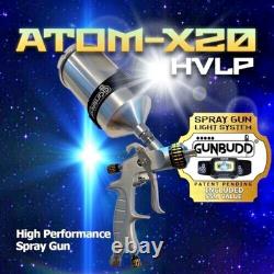 Kit de pistolet à peinture Atom X20 HVLP avec alimentation par gravité + lampe LED GunBudd GRATUITE
