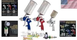 Kit de pistolet à peinture automatique avec tasses et régulateur d'air, ensemble de 3