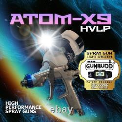Kit de pistolet à peinture automobile ATOM X9 HVLP à alimentation gravitaire AVEC outil lumineux GunBudd GRATUIT