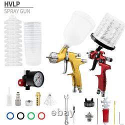 Kit de pulvérisation de peinture pour voiture 2x pistolet à air HVLP 1,3 mm pour bricolage à domicile et véhicules
