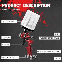 Kit de pulvérisation de peinture pour voiture 2x pistolet à air HVLP 1,3 mm pour bricolage à domicile et véhicules