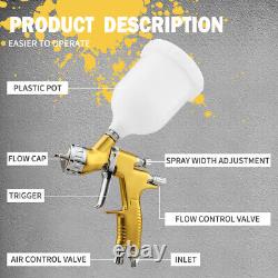 Kit de pulvérisation de peinture pour voiture 2x pistolet à air HVLP 1,3 mm pour bricolage à domicile et véhicules