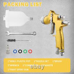 Kit de pulvérisation de peinture pour voiture 2x pistolet à air HVLP 1,3 mm pour bricolage à domicile et véhicules