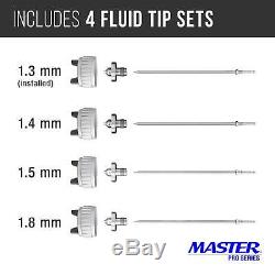 Master Pro Ultime Hvlp Pistolet 1.3, 1.4, 1.5mm Tip Fluide Règle Du Régulateur D'air