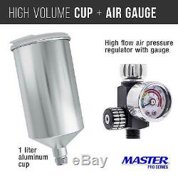 Master Pro Ultime Hvlp Pistolet 1.3, 1.4, 1.5mm Tip Fluide Règle Du Régulateur D'air