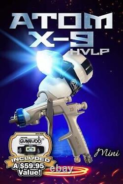 Mini Pistolet à Peinture HVLP- ATOM X9 Avec SYSTÈME D'ÉCLAIRAGE ULTRA LÉGER GUNBUDD OFFERT