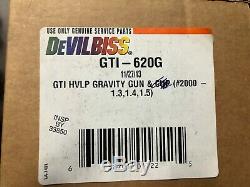Nouveau Devilbiss Hvlp Pistolet Gti Millennium 1.3mm 1.4mm 1.5mm Conseils Gti-620g