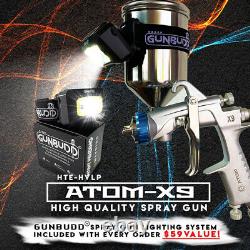 Nouvelle Atom Mini X9 HVLP Pistolet de pulvérisation professionnel pour peinture de voitures avec LUMIÈRE GUNBUDD GRATUITE
