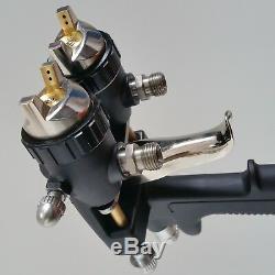 Pistolet À Peinture Hvlp Nano Chrome Double Bec Pneumatique Machine Outil Peinture Voiture