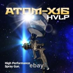 Pistolet Atom X16 Mini HVLP avec alimentation par gravité pour apprêt et peinture AVEC LUMIÈRE GUNBUDD GRATUITE