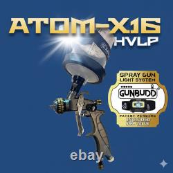 Pistolet Mini Atom X16 Pro HVLP pour peinture auto, apprêt et vernis AVEC LUMIÈRE GunBudd GRATUITE