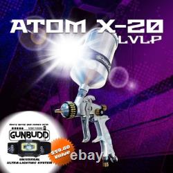 Pistolet Pulvérisateur ATOM X20 HVLP pour Finition Pro en Peinture Automobile + Lampe GunBudd GRATUITE