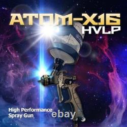 Pistolet à peinture ATOM X16 Mini HVLP pour automobile AVEC KIT D'ÉCLAIRAGE LED GunBudd GRATUIT