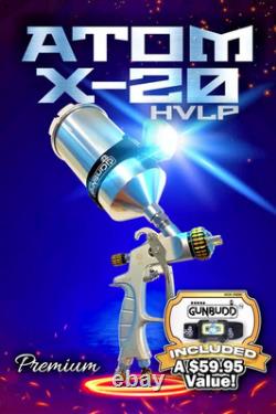 Pistolet à peinture ATOM X20 HVLP pour automobile Basecoat/Clearcoat + GunBudd GRATUIT