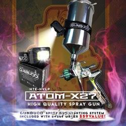 Pistolet à peinture ATOM X27 HVLP à alimentation par gravité pour automobile AVEC Outil de lumière GunBudd GRATUIT