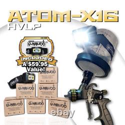 Pistolet à peinture Atom Mini-X16 HVLP à gravité avec lampe GunBudd gratuite
